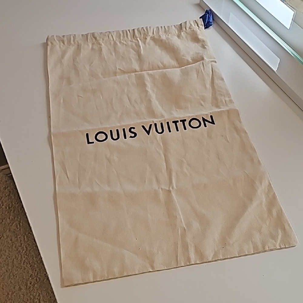 Louis Vuitton Cream Dust Bag with Blue Drawstring